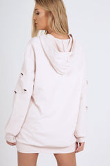 Light Pink Distressed Oversized Hoodie - Khloe-Hoodies