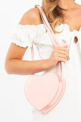 Light Pink Heart Faux Croc Bag - Niara-Bags