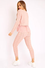 Light Pink Mesh Insert Jumper and Leggings Co-ord - Laurie-Co-ords