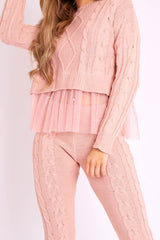 Light Pink Mesh Insert Jumper and Leggings Co-ord - Laurie-Co-ords