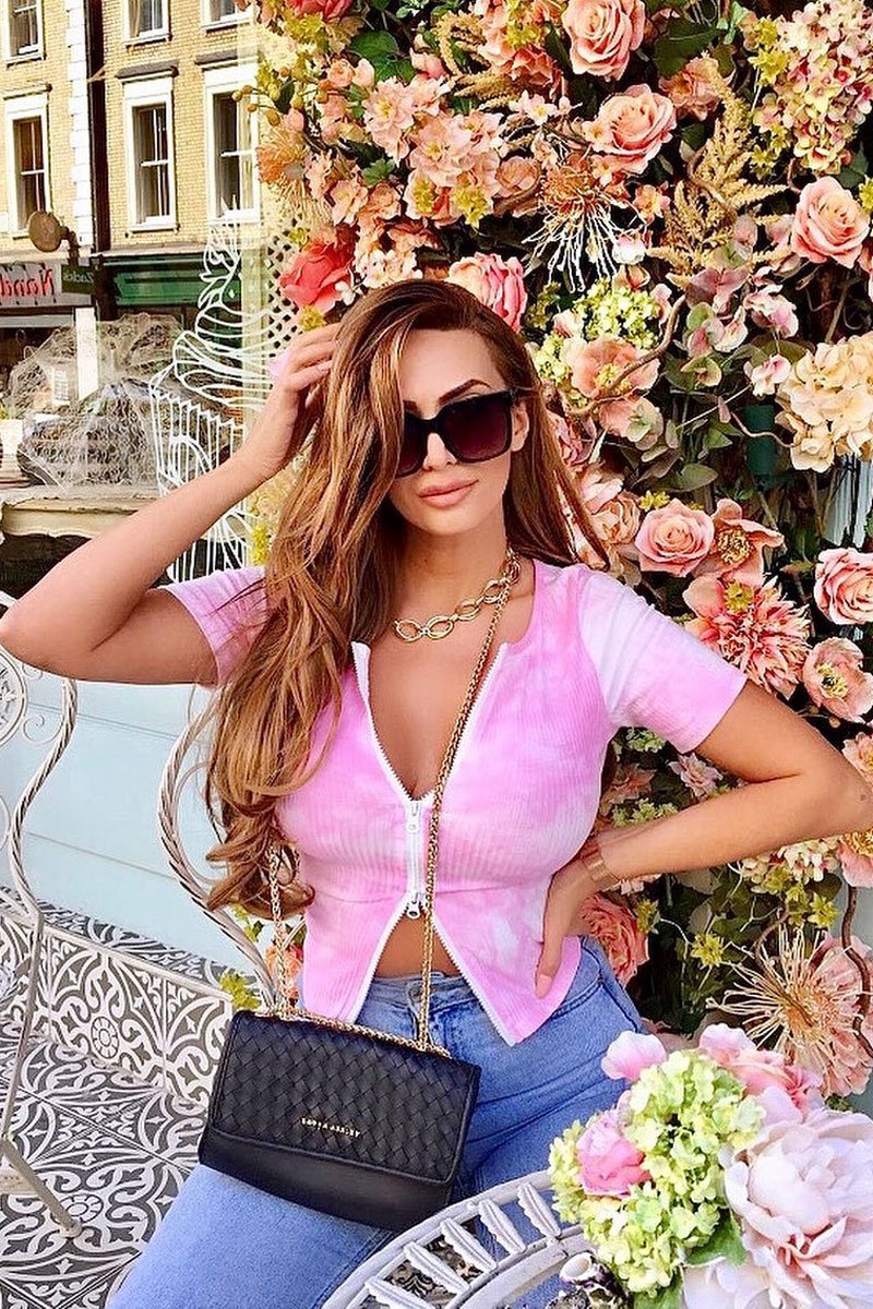 Light Pink Tie Dye Double Zip Top - Faven-Tops