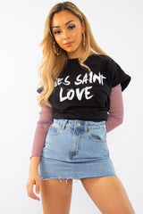 Light Wash Denim Raw Edge Mini Skirt - Misty-Skirts