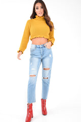 Light Wash Distressed Bum Rip Mom Jeans - Issi-Jeans