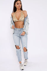 Light Wash Distressed Denim Jacket - Manila-Denim Jackets