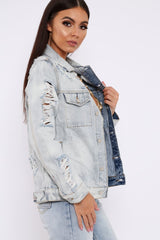 Light Wash Distressed Denim Jacket - Manila-Denim Jackets