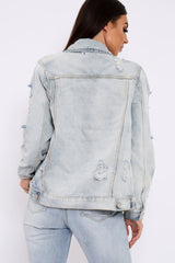 Light Wash Distressed Denim Jacket - Manila-Denim Jackets