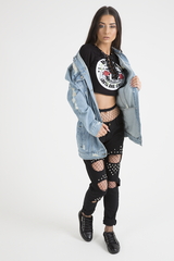 Light Wash Distressed Oversized Denim Jacket - Amra-Jackets