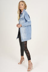 Light Wash Distressed Oversized Denim Jacket - Betti-Jackets