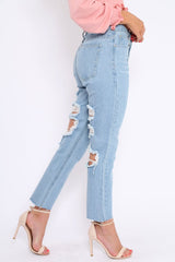 Light Wash Extreme Back Rips Boyfriend Jeans - Inna-Jeans
