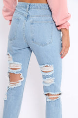 Light Wash Extreme Back Rips Boyfriend Jeans - Inna-Jeans