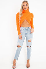 Light Wash Extreme Front Rip Mom Jeans - Miko-Jeans