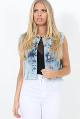Light Wash Frayed Denim Jacket - Amy-Jackets