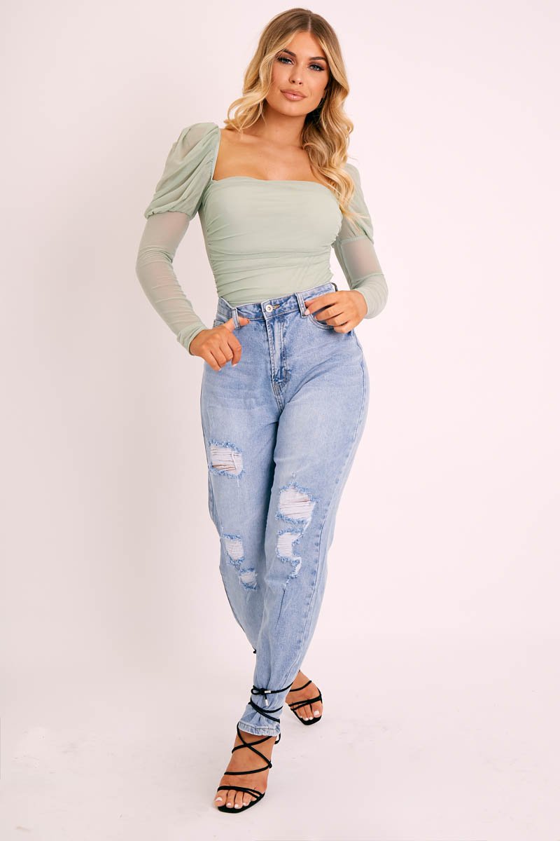 Light Wash Rip High Rise Boyfriend Jeans - Lashae-Jeans