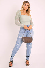 Light Wash Rip High Rise Boyfriend Jeans - Lashae-Jeans