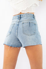 Light Wash Ripped Denim Shorts - Bexlie-Shorts