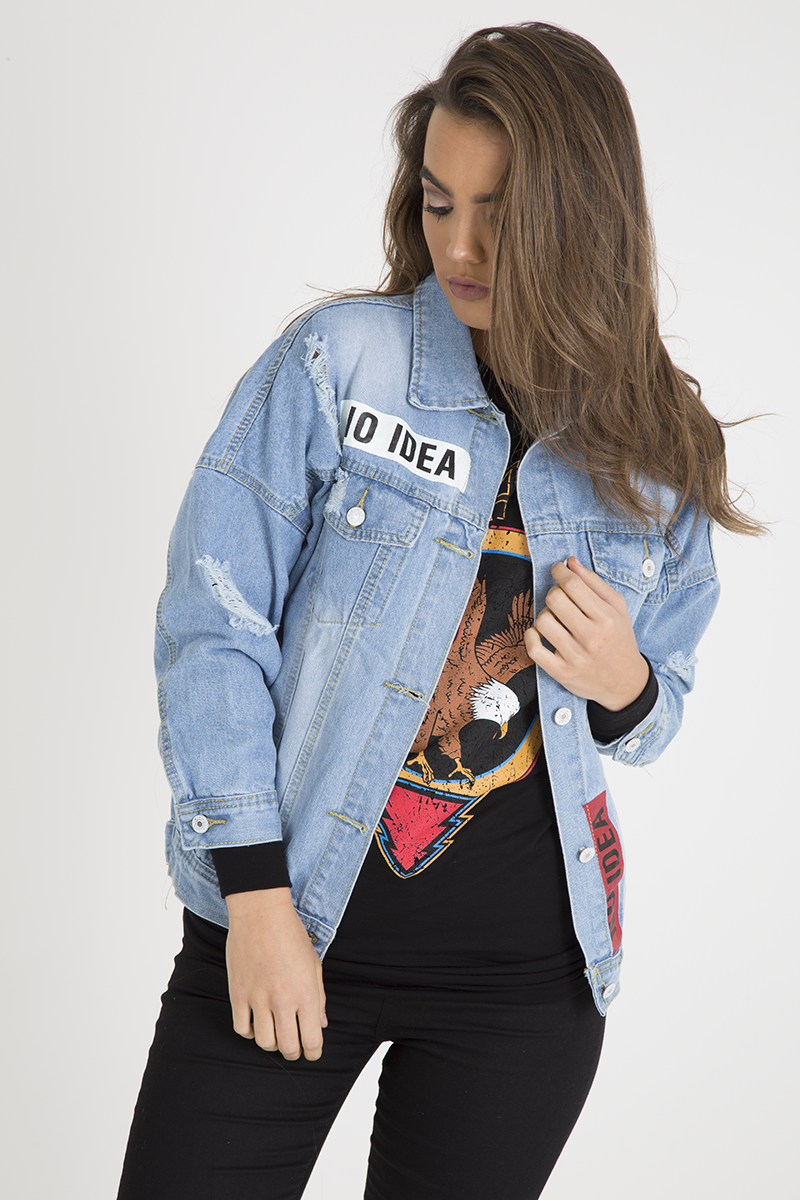 Cheap distressed hot sale denim jacket