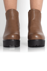 Lila Tan Platform Boots-Boots