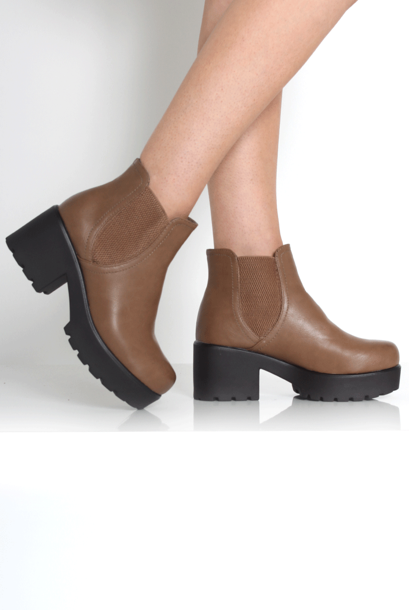 Lila Tan Platform Boots-Boots