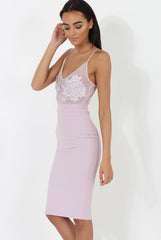 Lilac Applique Mesh Bodycon Dress - Tallulah-Dresses