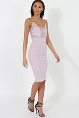 Lilac Applique Mesh Bodycon Dress - Tallulah-Dresses