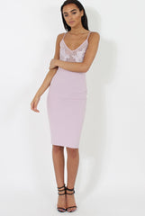 Lilac Applique Mesh Bodycon Dress - Tallulah-Dresses