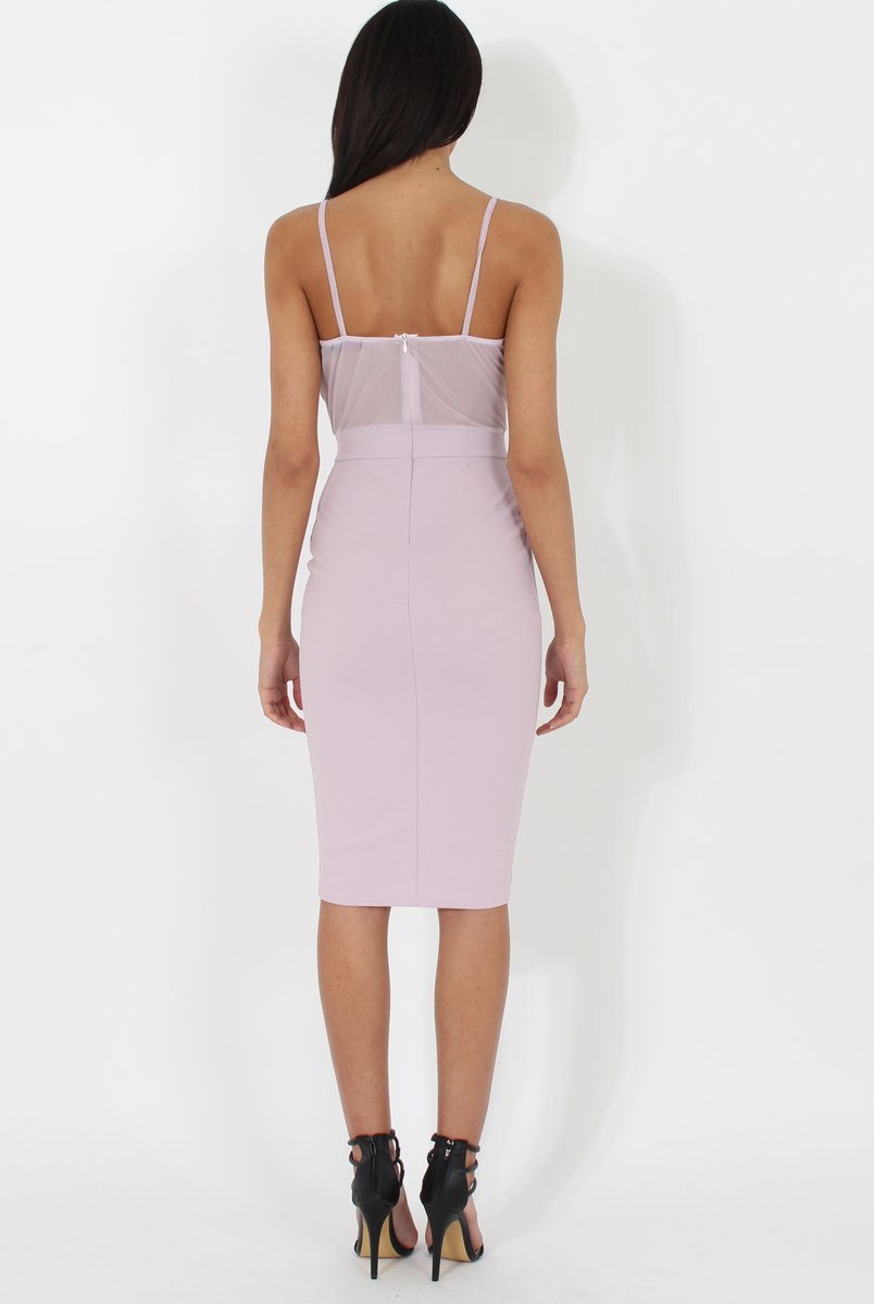 Lilac Applique Mesh Bodycon Dress - Tallulah-Dresses