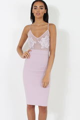 Lilac Applique Mesh Bodycon Dress - Tallulah-Dresses