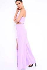 Lilac Bralet and Split Front Wide Trousers Co-ord - Alesana-Co-ords