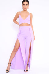 Lilac Bralet and Split Front Wide Trousers Co-ord - Alesana-Co-ords