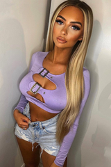 Lilac Buckled Detail Crop Top - Nala