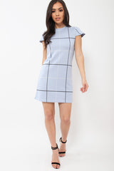 Lilac Check Print Mini Dress - Lorna-Dresses