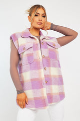 Lilac Check Sleeveless Shacket - Brittanie-Shacket