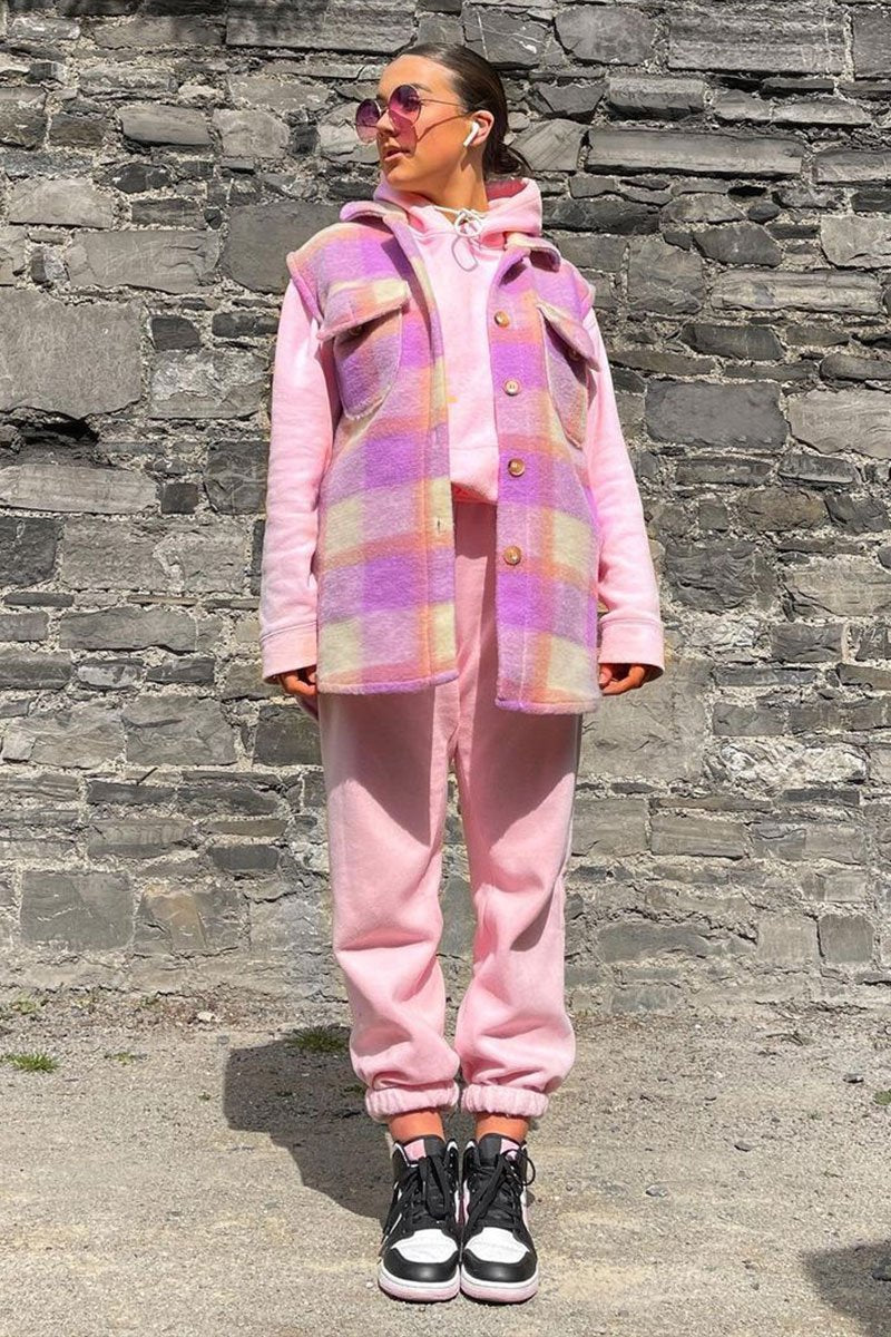 Lilac Check Sleeveless Shacket - Brittanie-Shacket