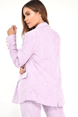 Lilac Corduroy Gold Button Blazer - Charissa-Jackets