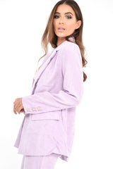 Lilac Corduroy Gold Button Blazer - Charissa-Jackets