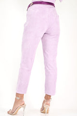 Lilac Corduroy High Waist Tapered Trousers - Emmelia-Trousers
