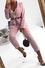 Lilac Corduroy High Waist Tapered Trousers - Emmelia-Trousers