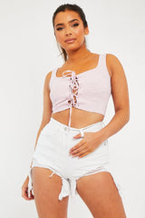 Lilac Crepe Corset Bralet Top - Judie-Crop Tops