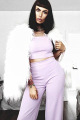 Lilac Crop Top and Trousers Co-ord Set - Kimmy-Co-ords