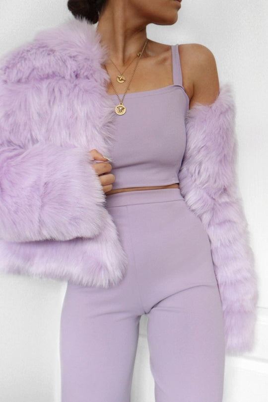 Lilac Crop Top and Trousers Co-ord Set - Kimmy