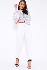 Lilac Cropped Batwing Camo Jumper - Lizy-Jumper