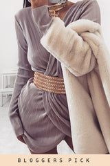 Lilac Cross Over Pleated Dress - Blossom-Dresses