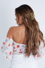 Lilac Floral Bardot Off The Shoulder Mesh Bodysuit - Hayle-Bodysuits