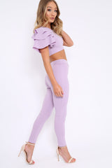 Lilac Frill Sleeve Co-ord Set - Demmie-Co-ords