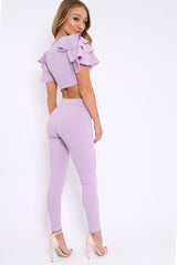 Lilac Frill Sleeve Co-ord Set - Demmie-Co-ords