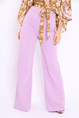 Lilac High Waist Flare Trousers - Tisha-Trousers