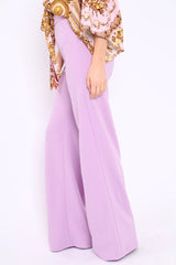 Lilac High Waist Flare Trousers - Tisha-Trousers