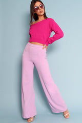 Lilac High Waist Flare Trousers - Tisha-Trousers