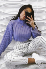 Lilac Knit High Neck Jumper - Jaelynn-Jumper
