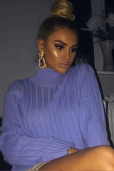 Lilac Knit High Neck Jumper - Jaelynn-Jumper